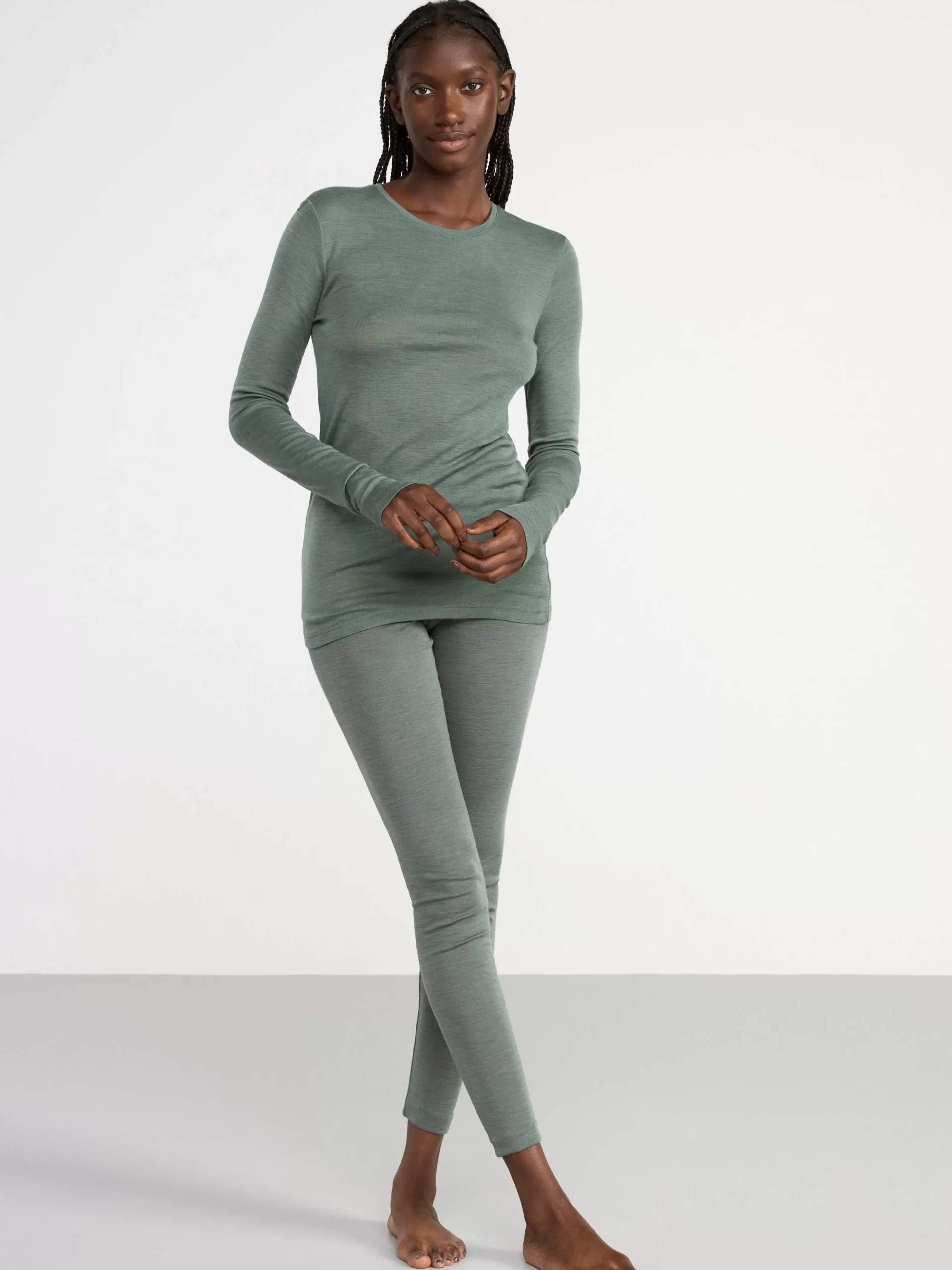 Toppar & T-Shirts>Lindex Langarmad Topp I Merinoull Dark Green