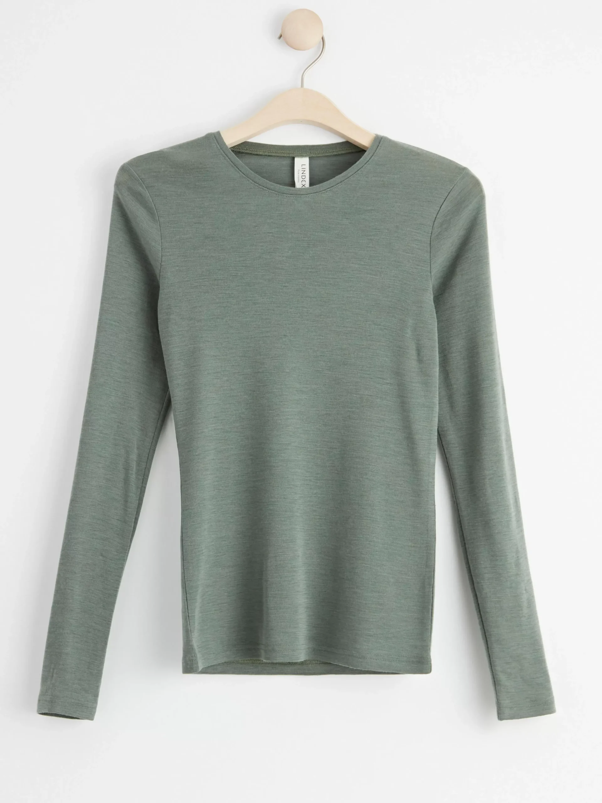 Toppar & T-Shirts>Lindex Langarmad Topp I Merinoull Dark Green