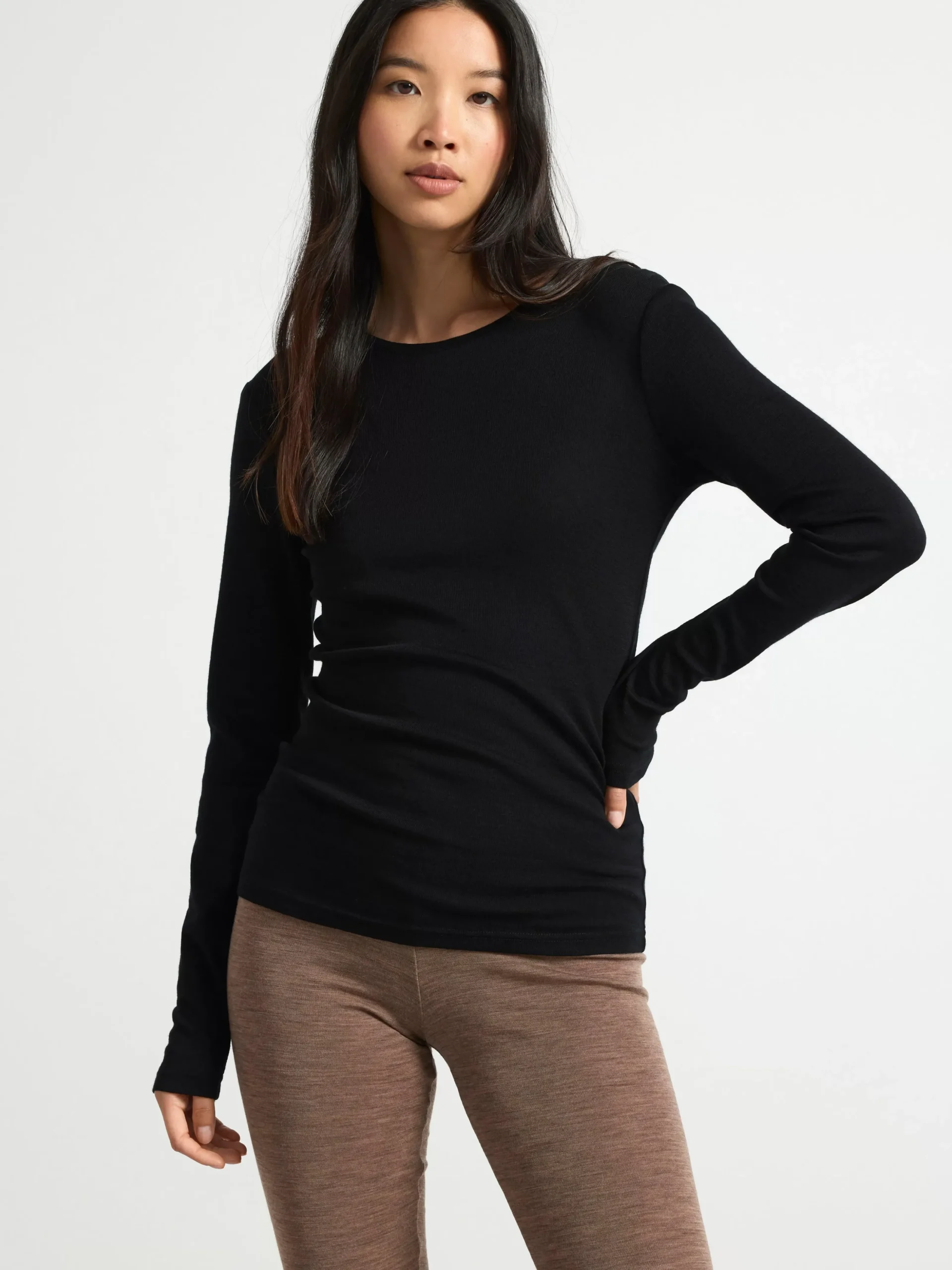 Toppar & T-Shirts>Lindex Langarmad Topp I Merinoull Black