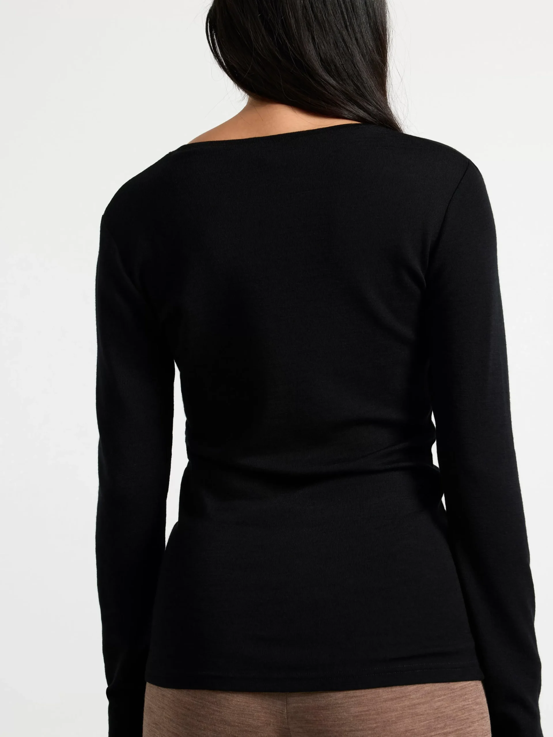 Toppar & T-Shirts>Lindex Langarmad Topp I Merinoull Black