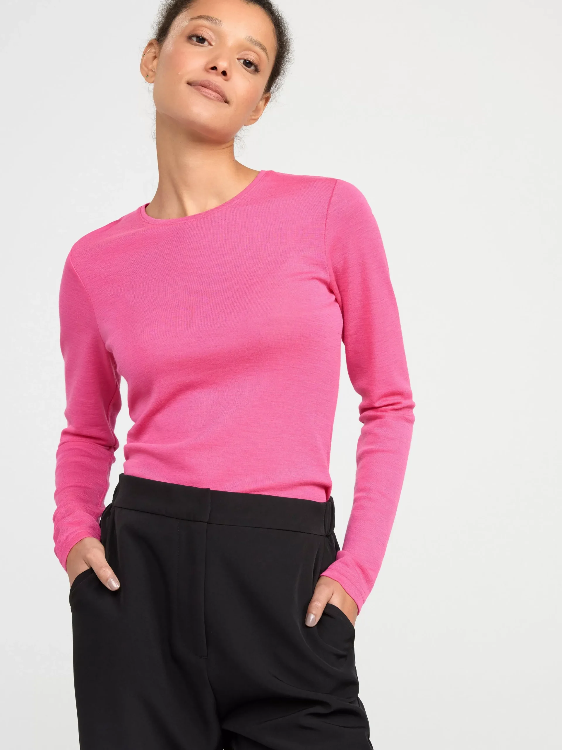 Toppar & T-Shirts>Lindex Langarmad Topp I Merinoull Pink