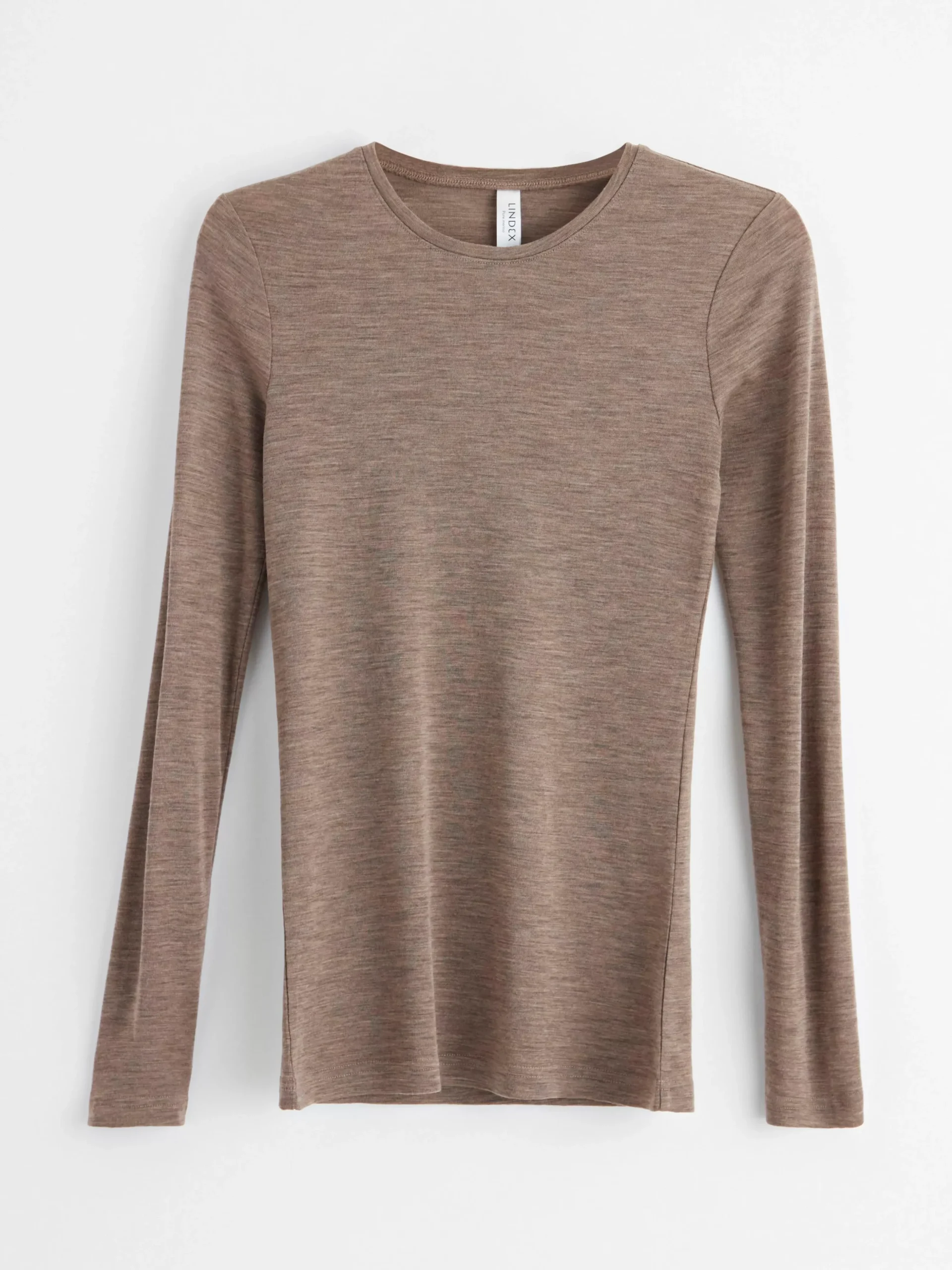 Toppar & T-Shirts>Lindex Langarmad Topp I Merinoull Brown Melange