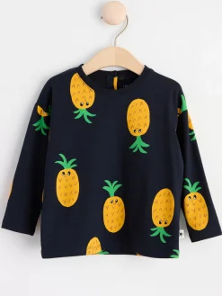 Toppar & T-Shirts>Lindex Langarmad Topp Med Ananaser Dark Navy