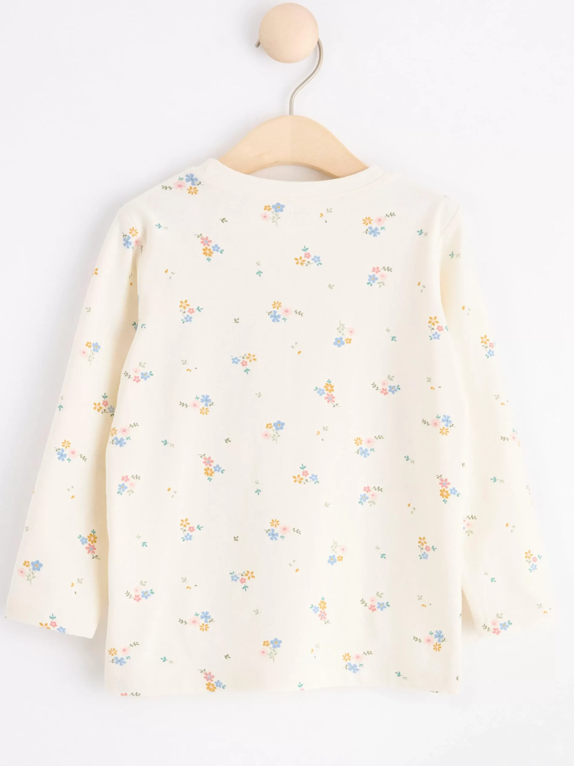 Toppar & T-Shirts>Lindex Langarmad Topp Med Blommor Light Dusty White