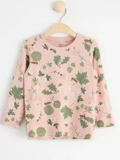 Toppar & T-Shirts>Lindex Langarmad Topp Med Blommor Och Blad Light Dusty Pink