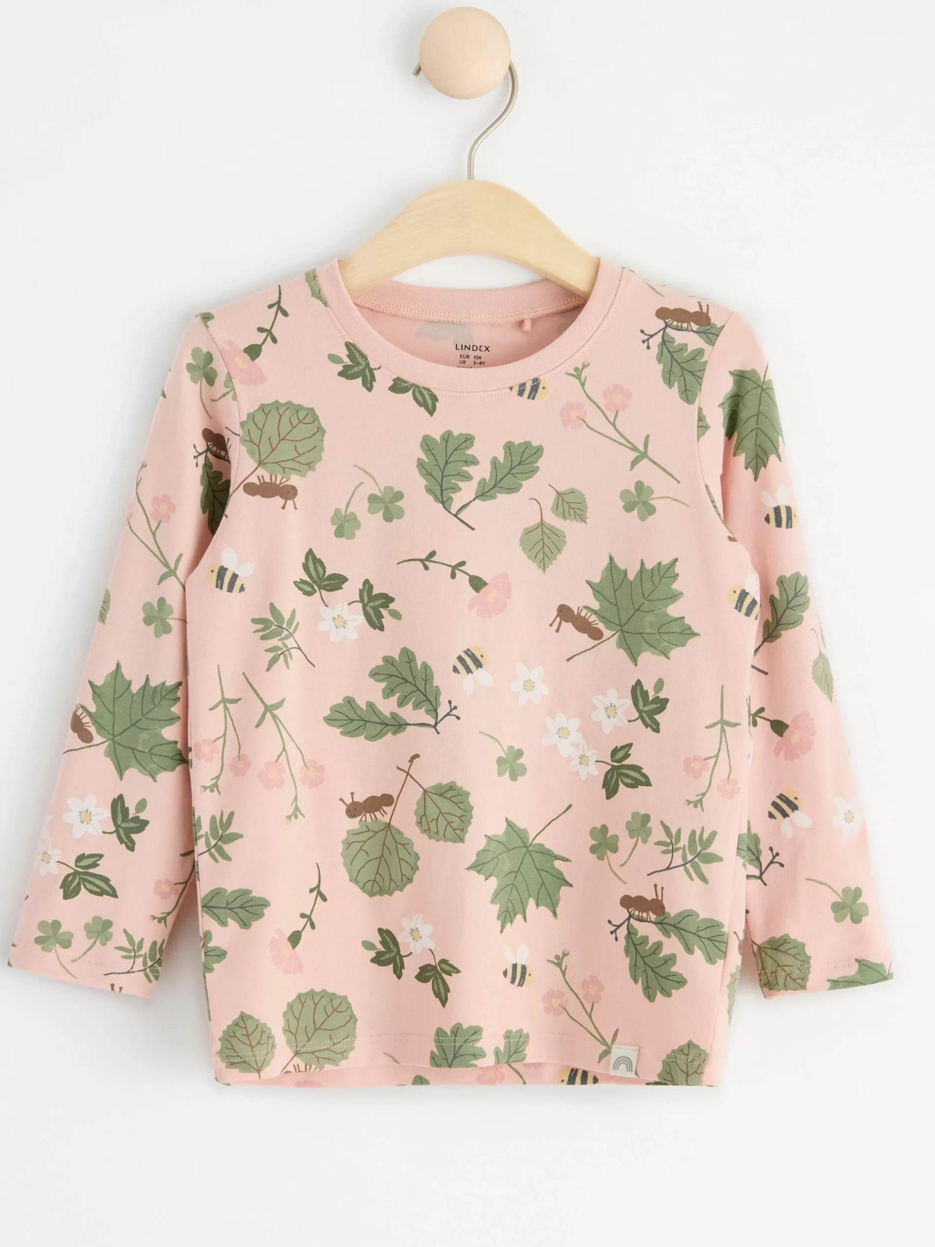 Toppar & T-Shirts>Lindex Langarmad Topp Med Blommor Och Blad Light Dusty Pink