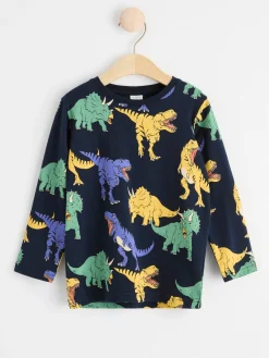 Toppar & T-Shirts>Lindex Langarmad Topp Med Dinosaurier Dark Navy