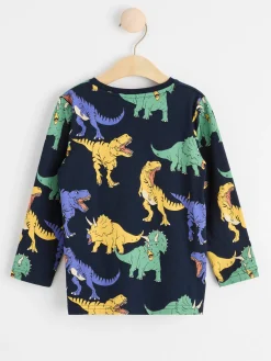 Toppar & T-Shirts>Lindex Langarmad Topp Med Dinosaurier Dark Navy