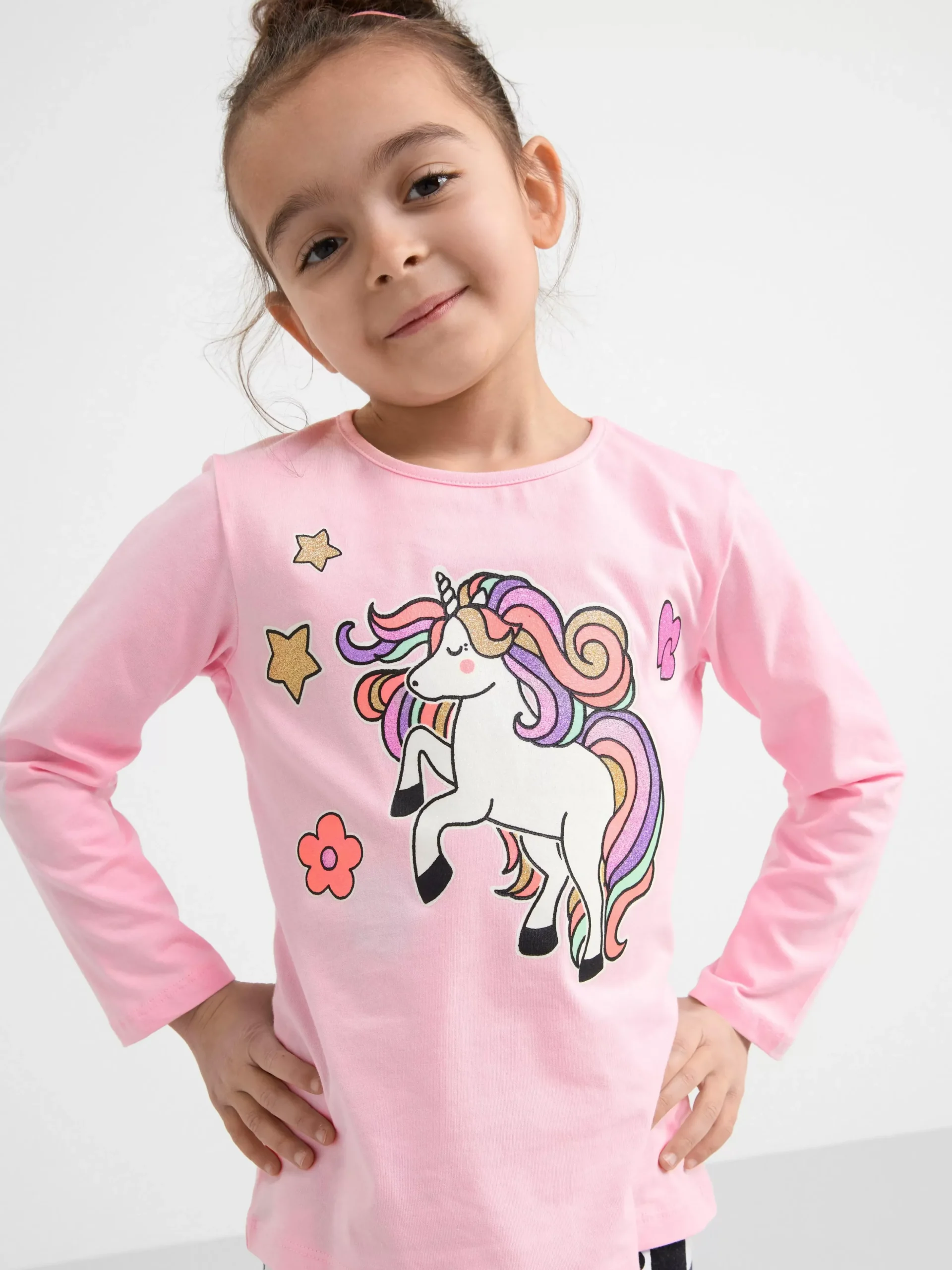 Toppar & T-Shirts>Lindex Langarmad Topp Med Enhorning Light Pink