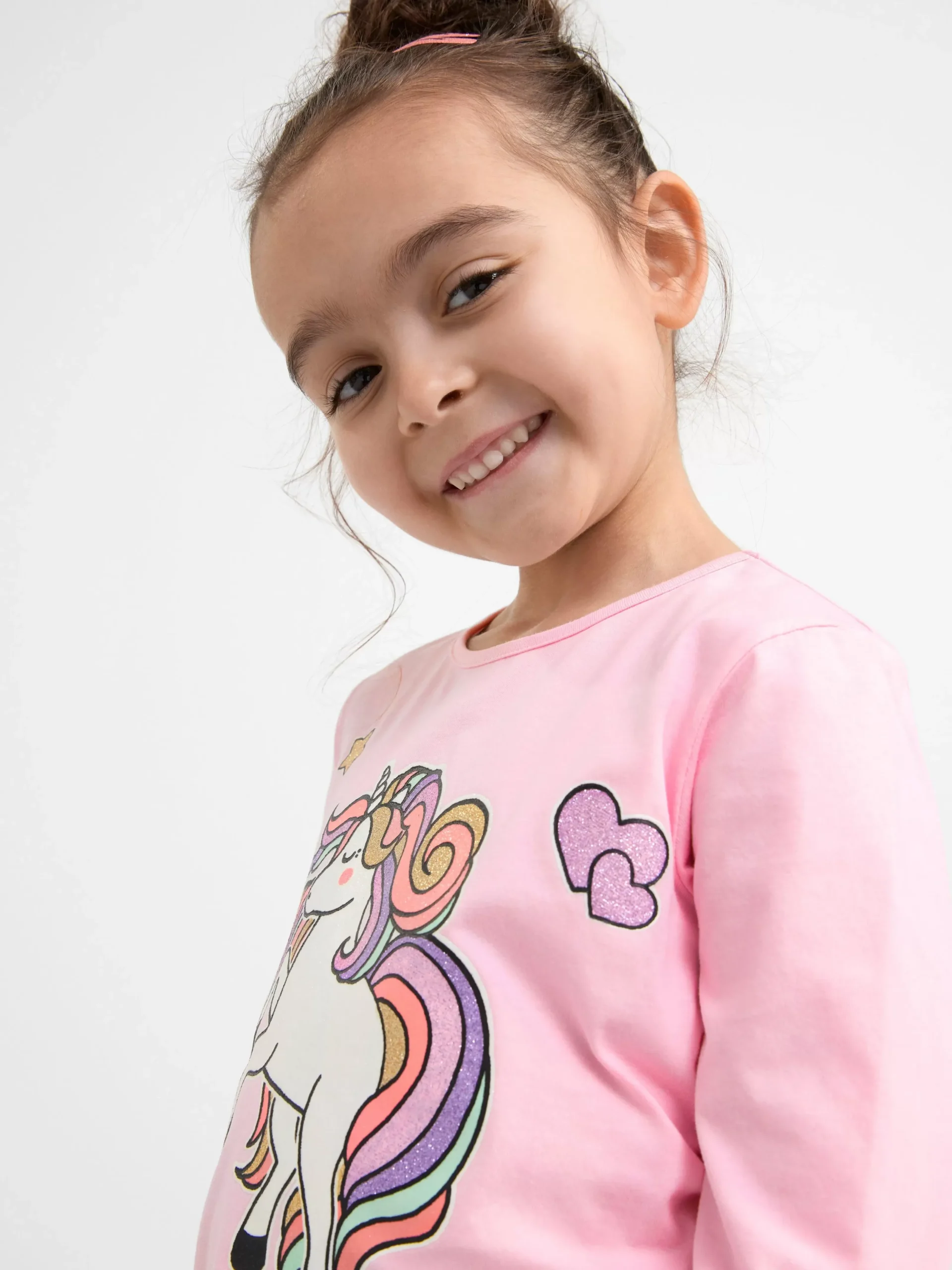 Toppar & T-Shirts>Lindex Langarmad Topp Med Enhorning Light Pink