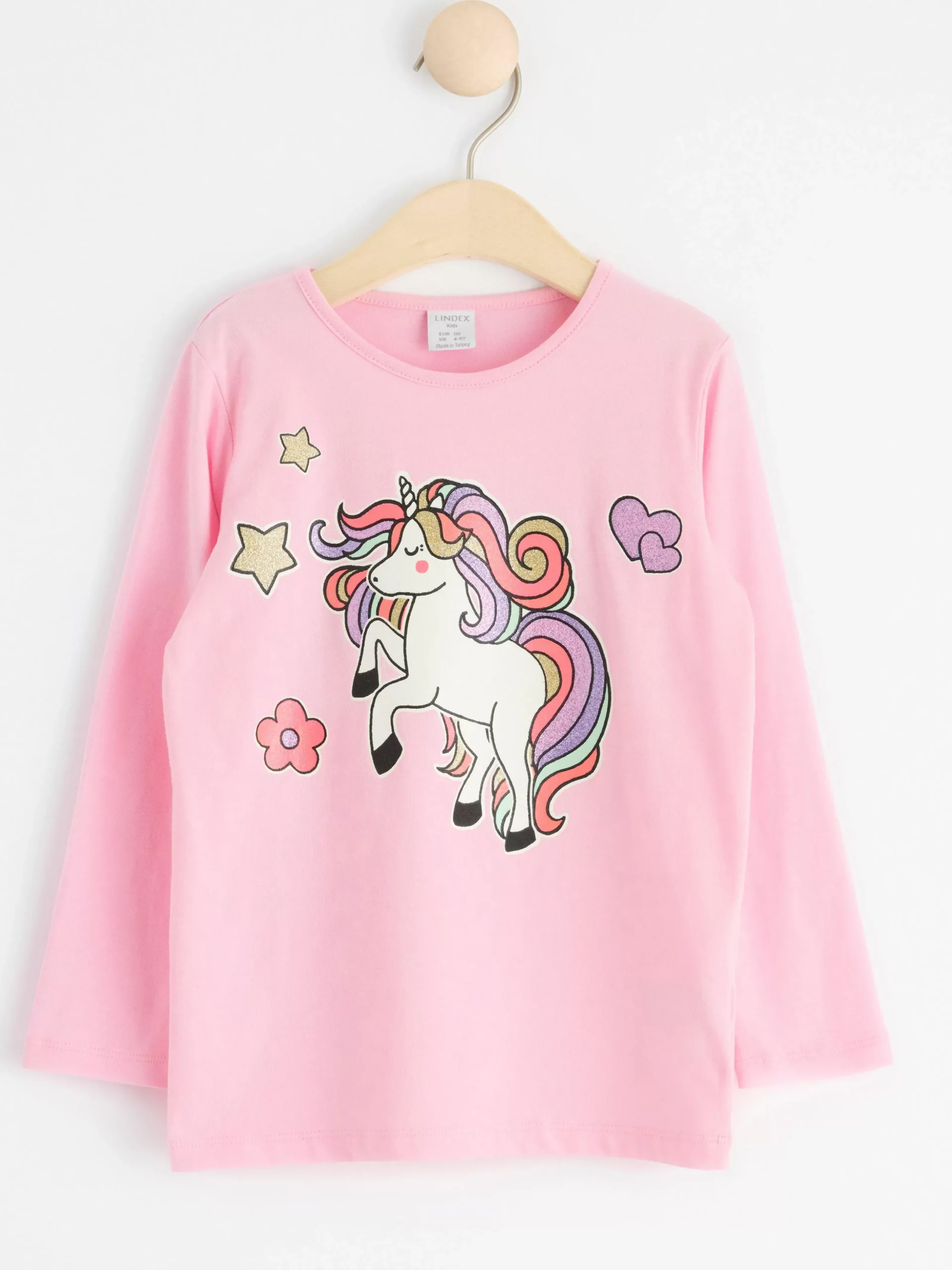 Toppar & T-Shirts>Lindex Langarmad Topp Med Enhorning Light Pink