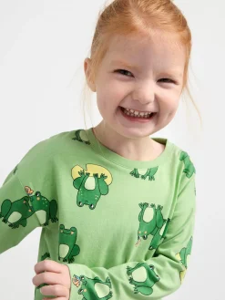 Toppar & T-Shirts>Lindex Langarmad Topp Med Grodor Green