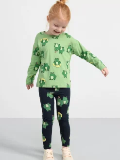 Toppar & T-Shirts>Lindex Langarmad Topp Med Grodor Green