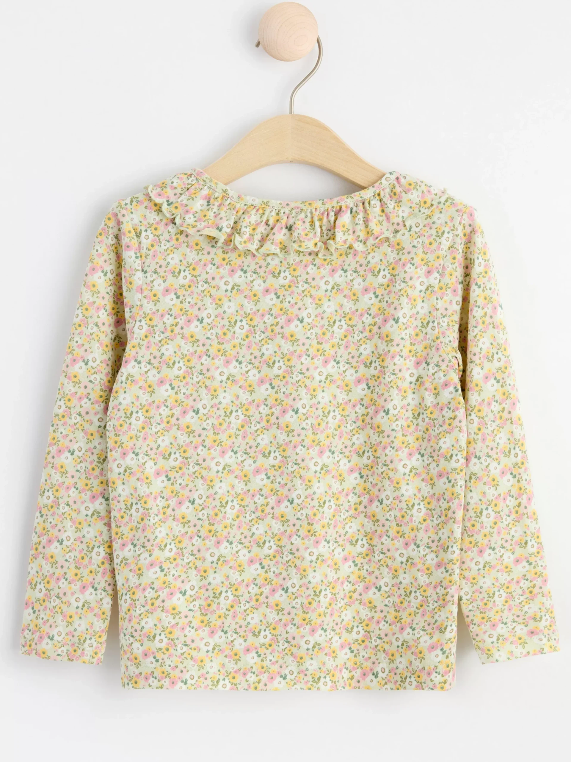 Toppar & T-Shirts>Lindex Langarmad Topp Med Halsringning Med Volang Light Dusty Green