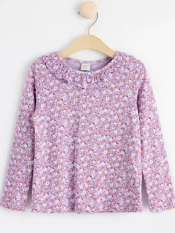 Toppar & T-Shirts>Lindex Langarmad Topp Med Halsringning Med Volang Light Lilac