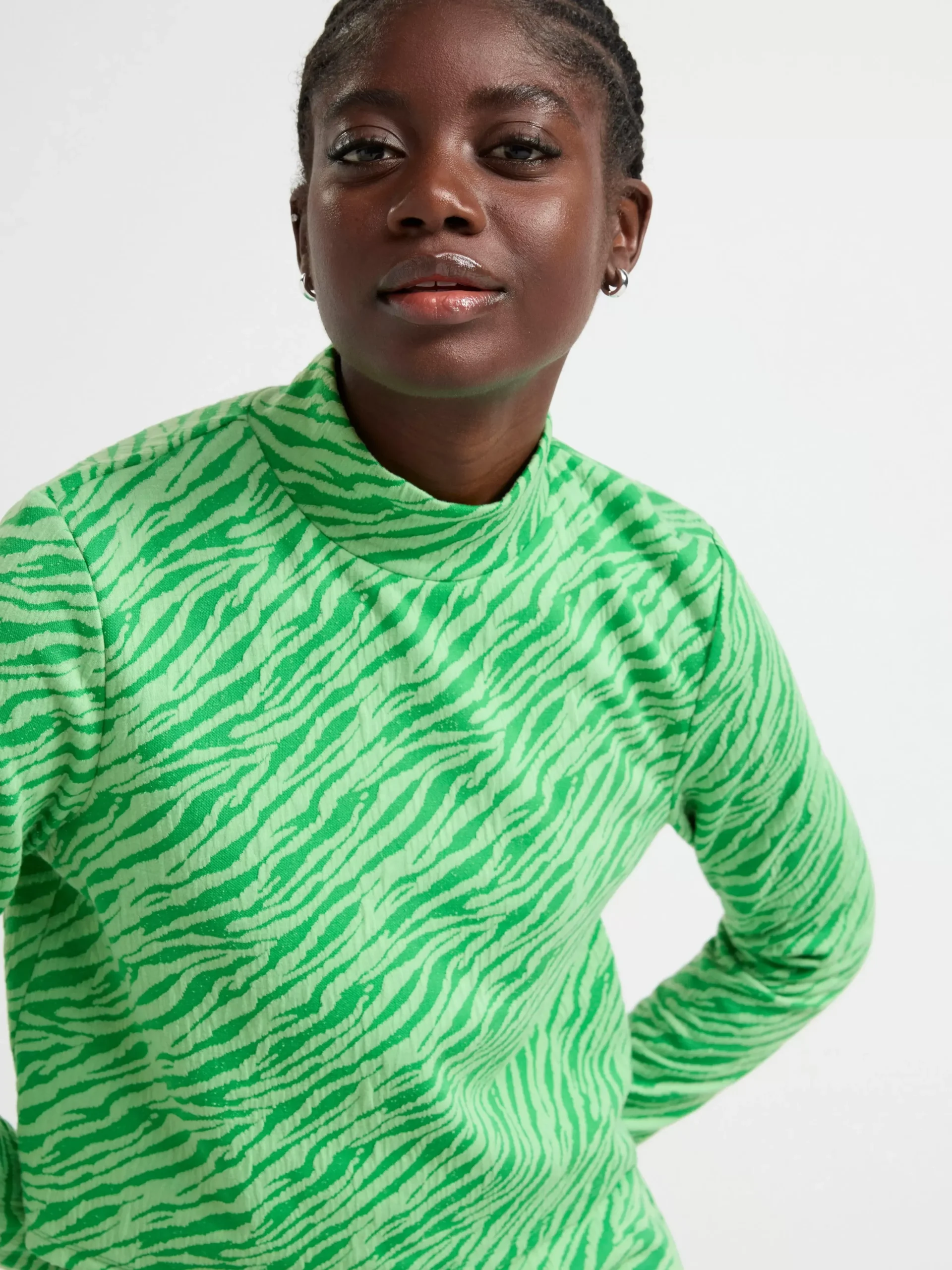 Toppar & T-Shirts>Lindex Langarmad Topp Med Halvpolokrage Green