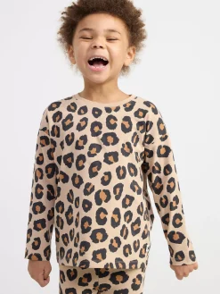 Toppar & T-Shirts>Lindex Langarmad Topp Med Leopardmonster Beige