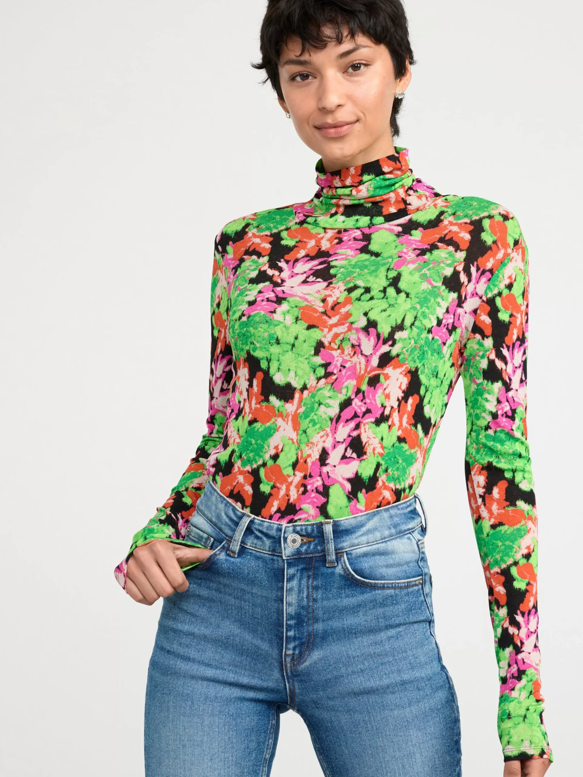 Toppar & T-Shirts>Lindex Langarmad Topp Med Polokrage Pink