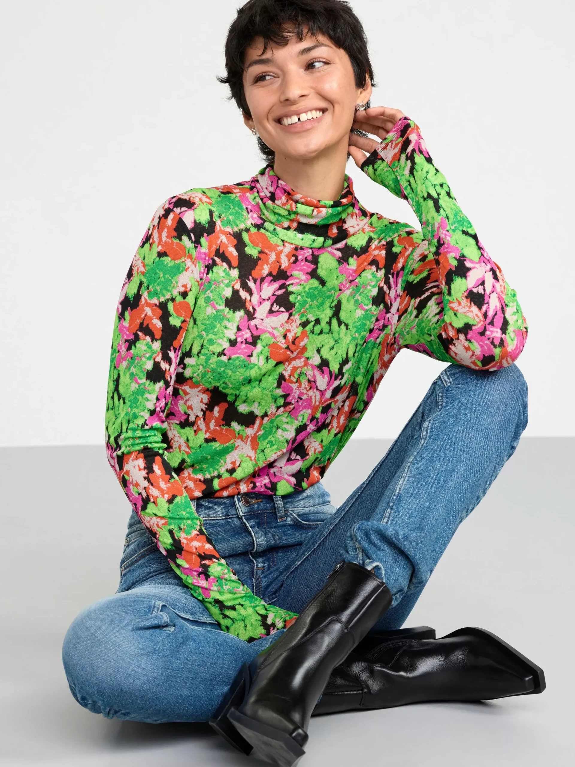 Toppar & T-Shirts>Lindex Langarmad Topp Med Polokrage Pink