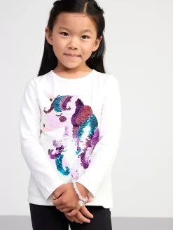 Toppar & T-Shirts>Lindex Langarmad Topp Med Vandbara Paljetter Light Dusty White