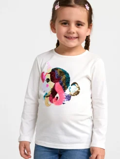 Toppar & T-Shirts>Lindex Langarmad Topp Med Vandbara Paljetter Light Dusty White