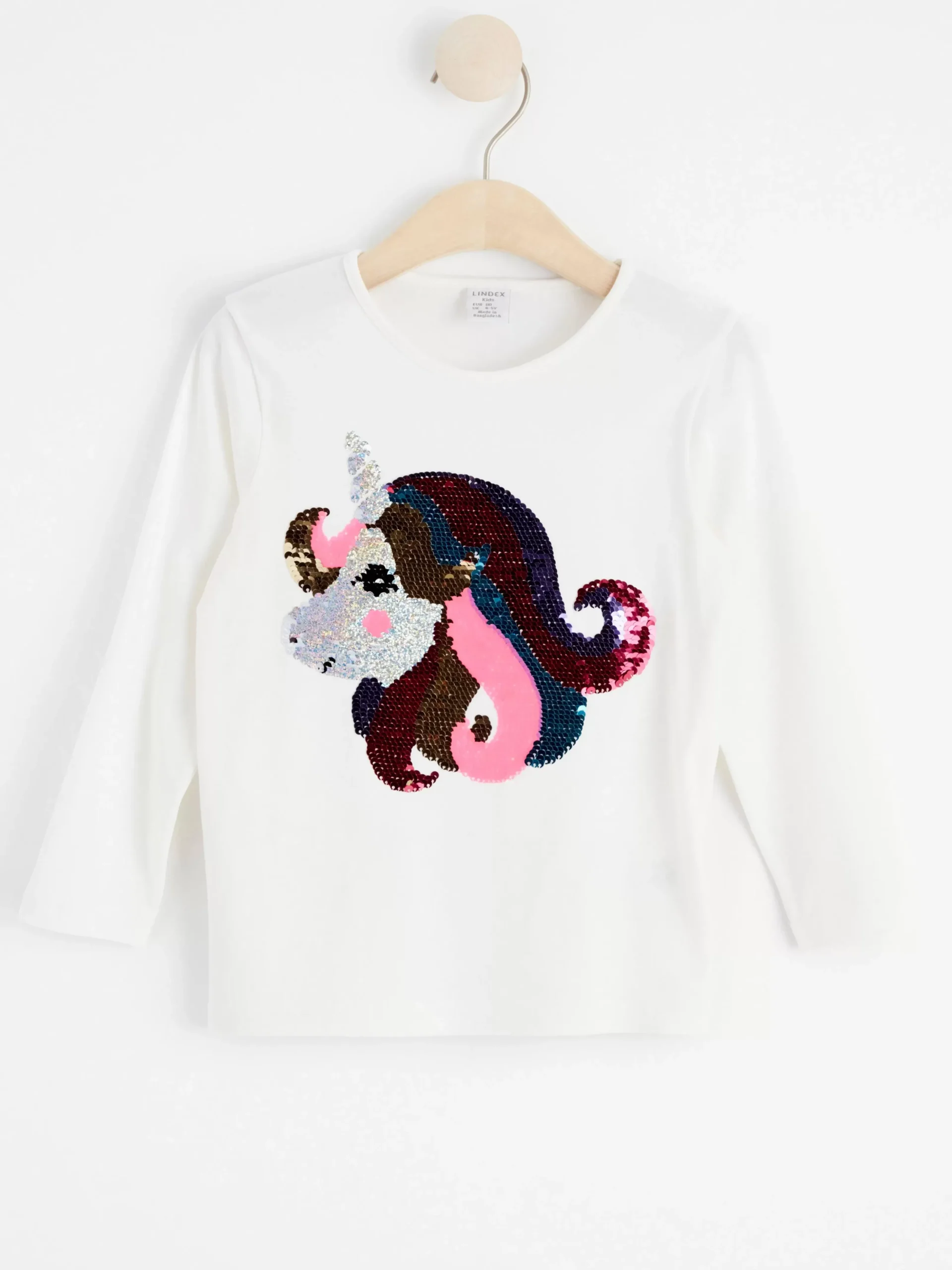 Toppar & T-Shirts>Lindex Langarmad Topp Med Vandbara Paljetter Light Dusty White