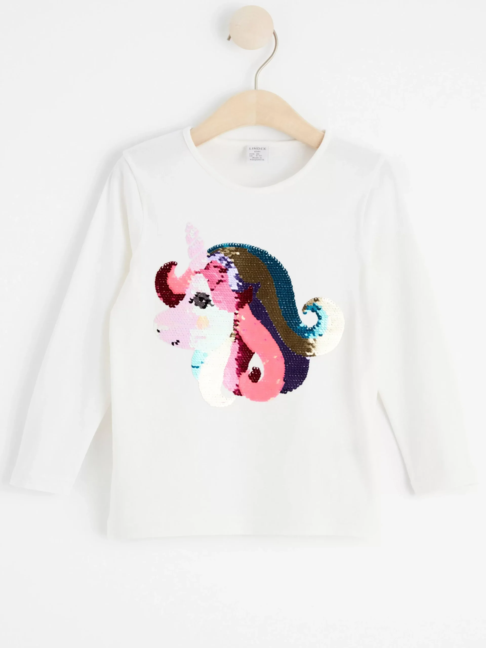 Toppar & T-Shirts>Lindex Langarmad Topp Med Vandbara Paljetter Light Dusty White