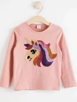 Toppar & T-Shirts>Lindex Langarmad Topp Med Vandbara Paljetter Dusty Pink