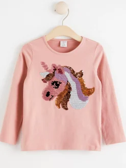 Toppar & T-Shirts>Lindex Langarmad Topp Med Vandbara Paljetter Dusty Pink