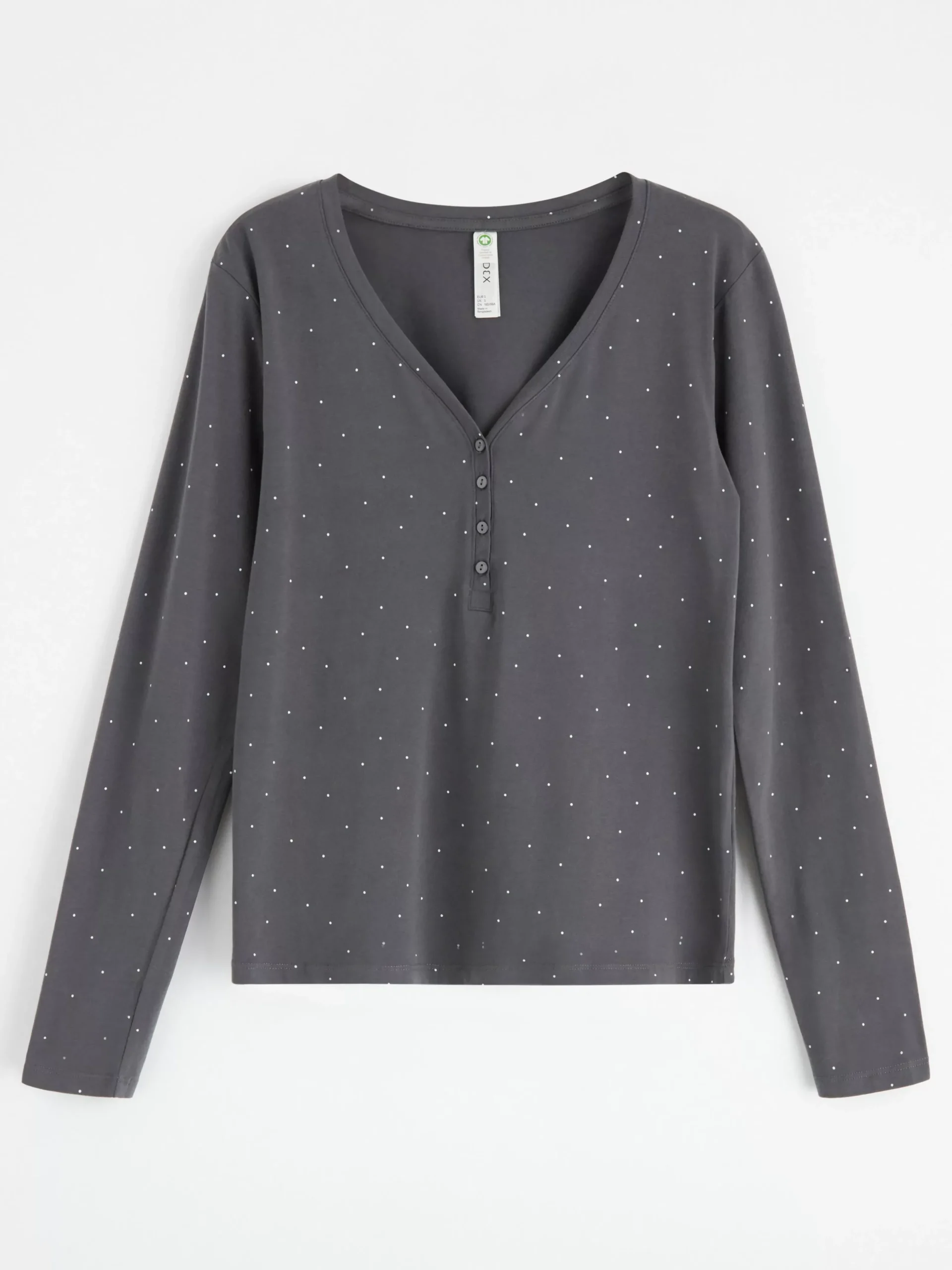 Nattplagg>Lindex Langarmad Trikatopp Med Knappsla Dark Grey