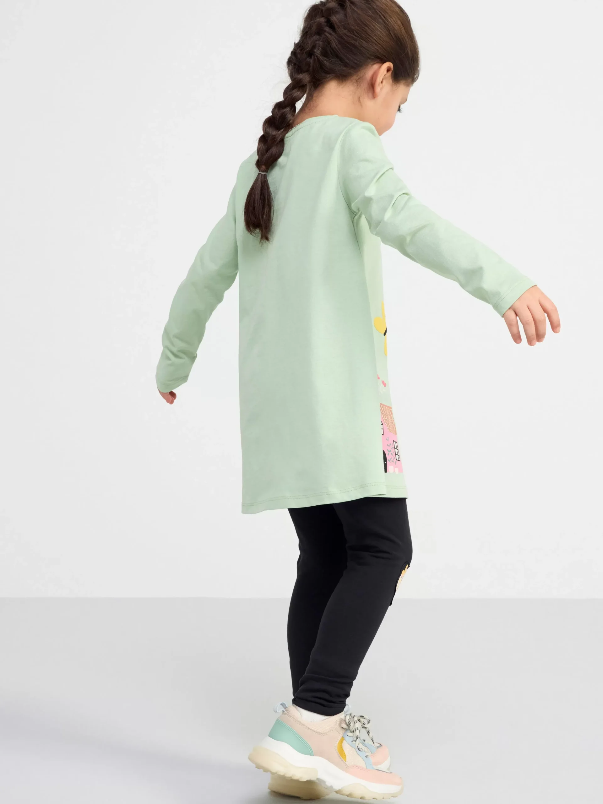 Klänningar>Lindex Langarmad Tunika Med Tryck Light Dusty Green