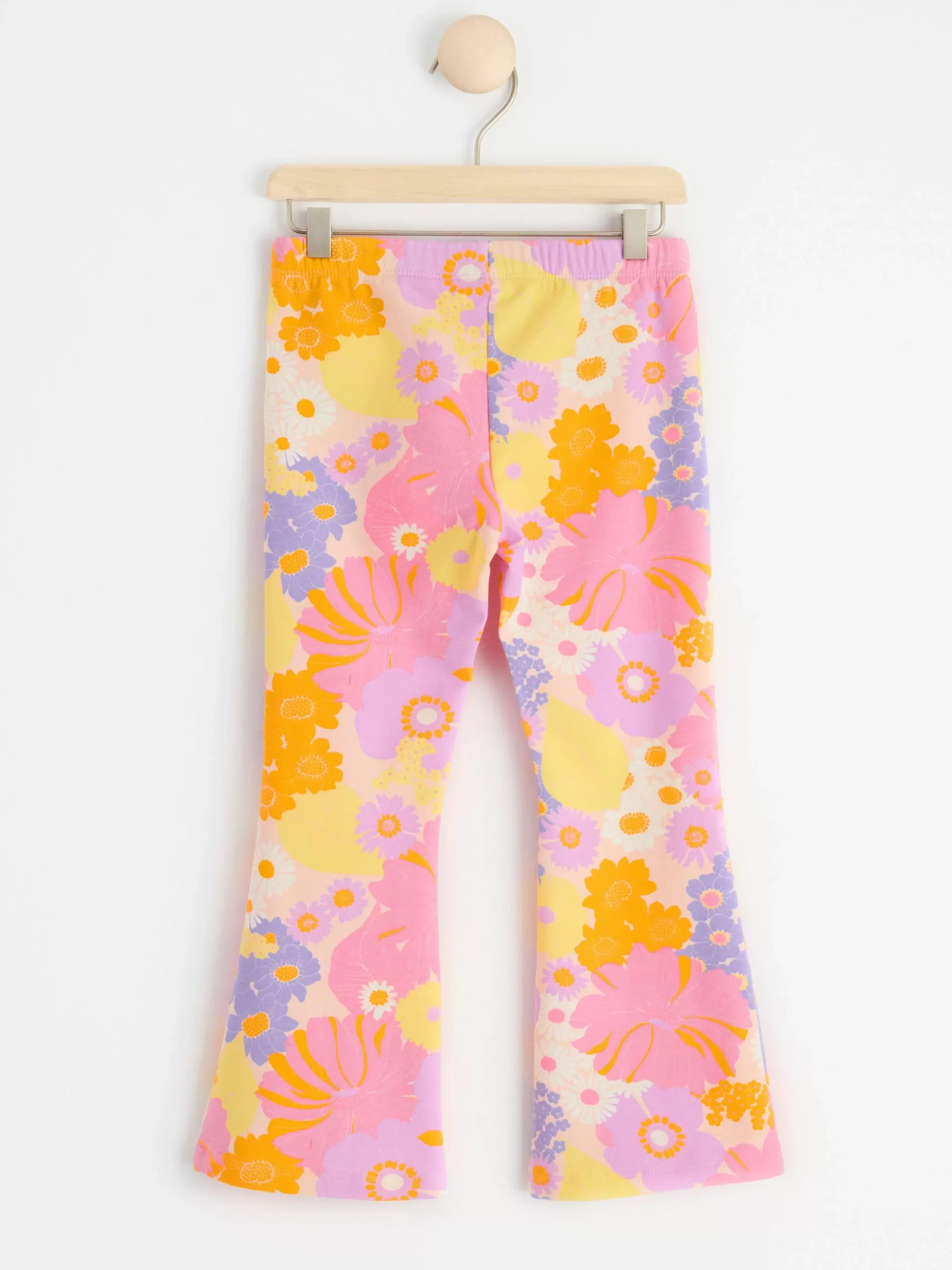 Byxor & Leggings>Lindex Leggings Med Blommor Och Borstad Insida Light Pink