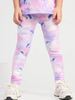 Byxor & Leggings>Lindex Leggings Med Borstad Insida Och Enhorningar Light Dusty White