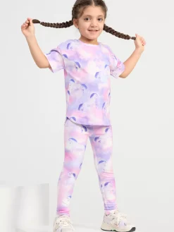 Byxor & Leggings>Lindex Leggings Med Borstad Insida Och Enhorningar Light Dusty White