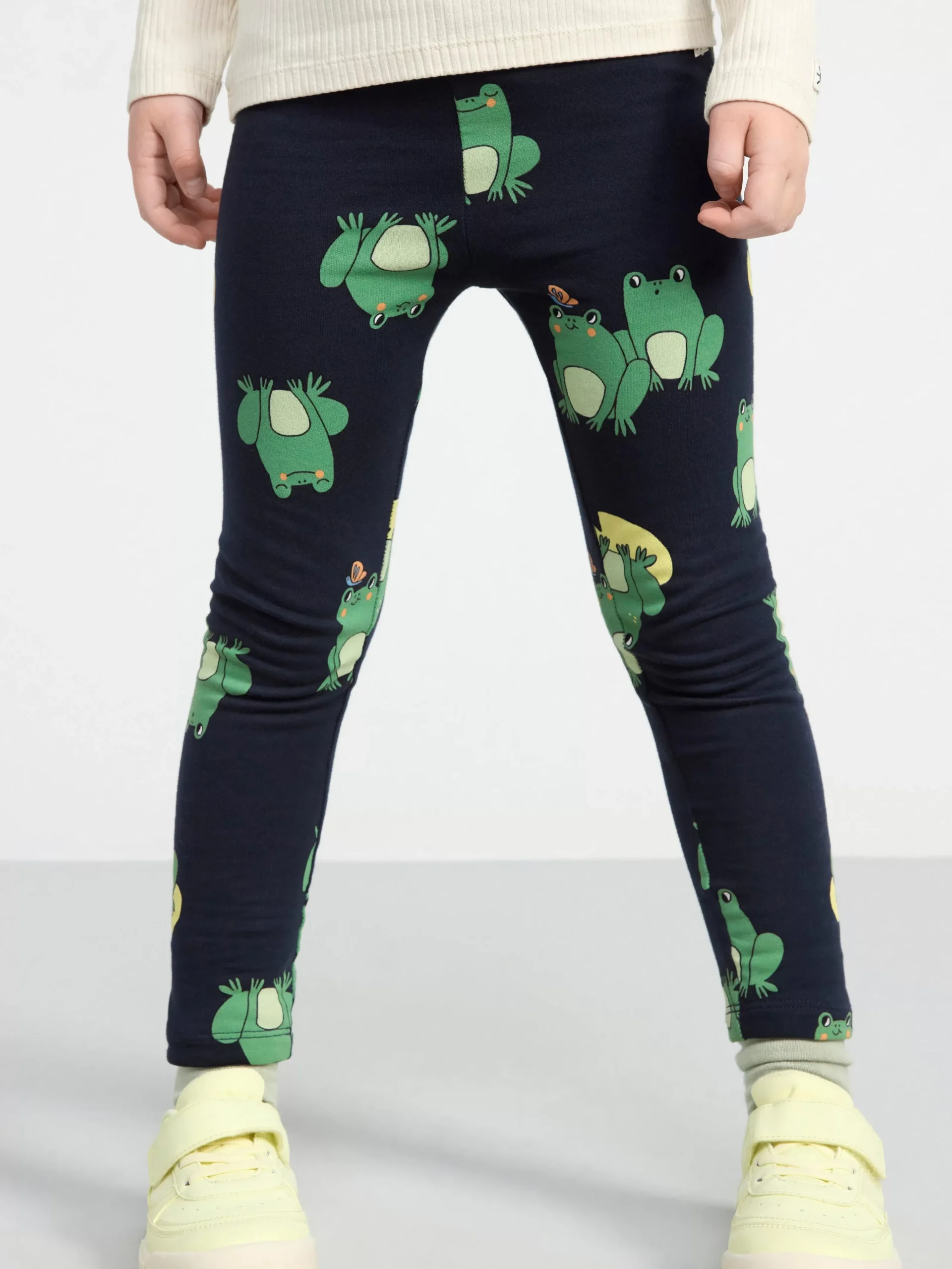 Byxor & Leggings>Lindex Leggings Med Borstad Insida Och Grodor Dark Navy