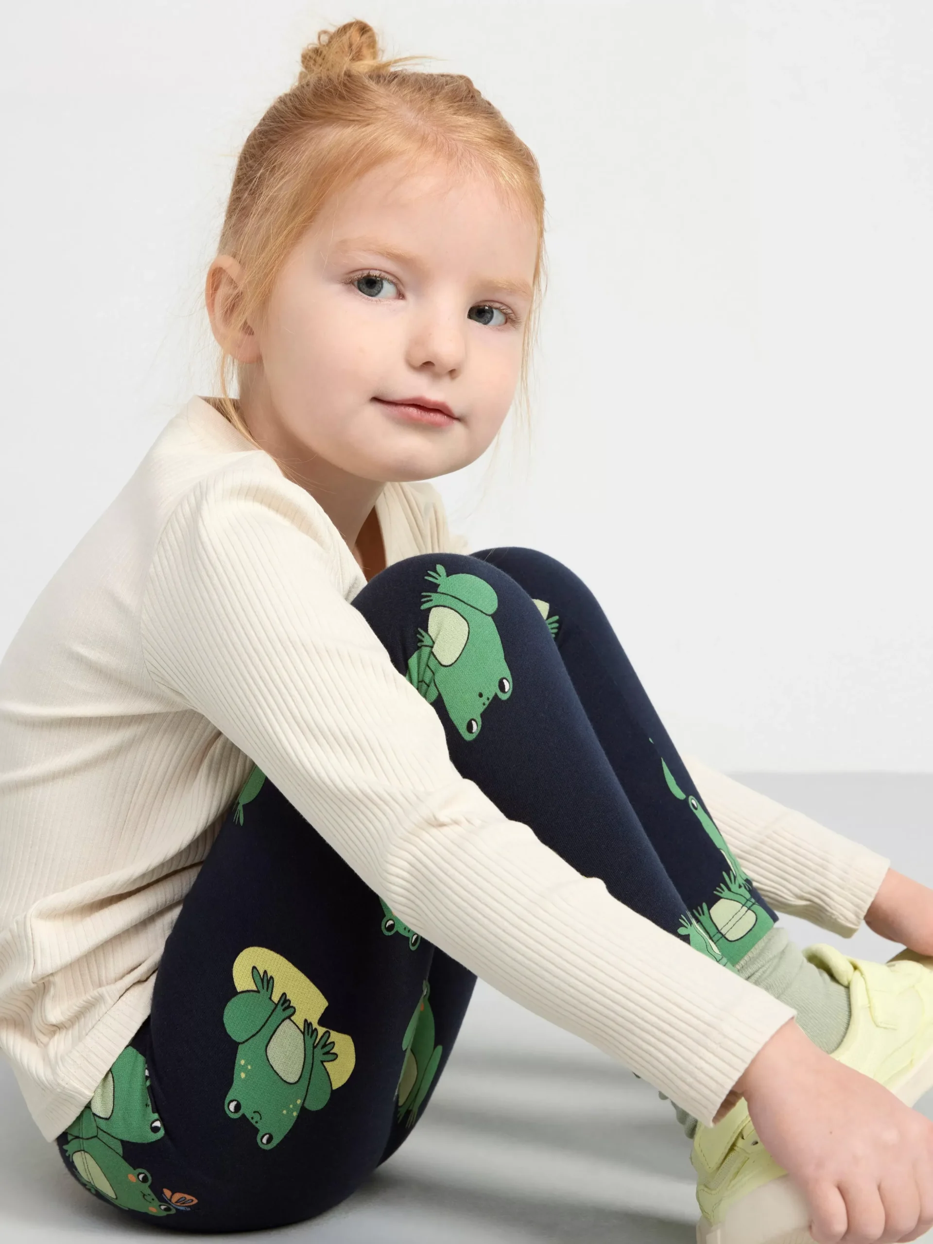 Byxor & Leggings>Lindex Leggings Med Borstad Insida Och Grodor Dark Navy