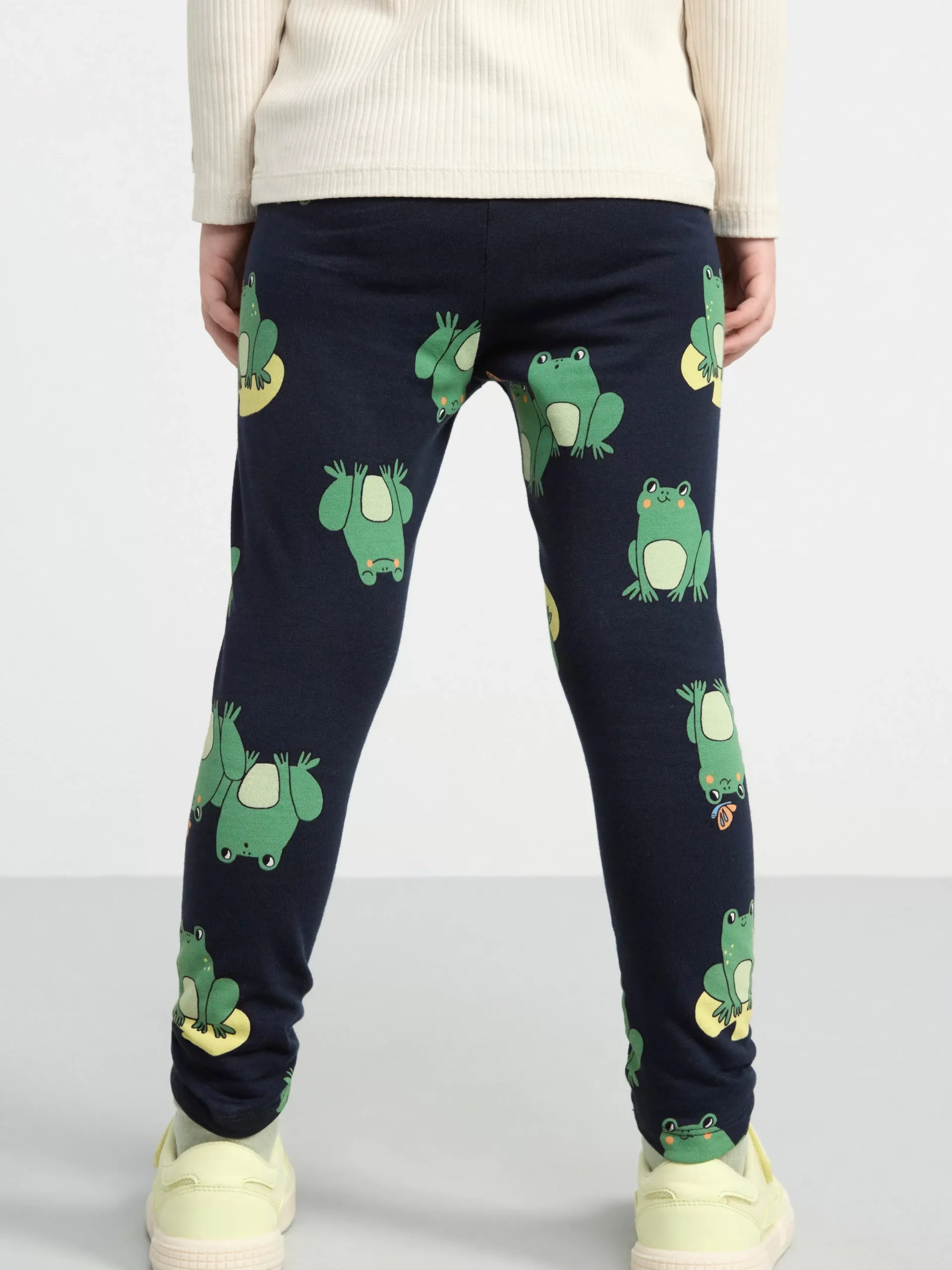 Byxor & Leggings>Lindex Leggings Med Borstad Insida Och Grodor Dark Navy