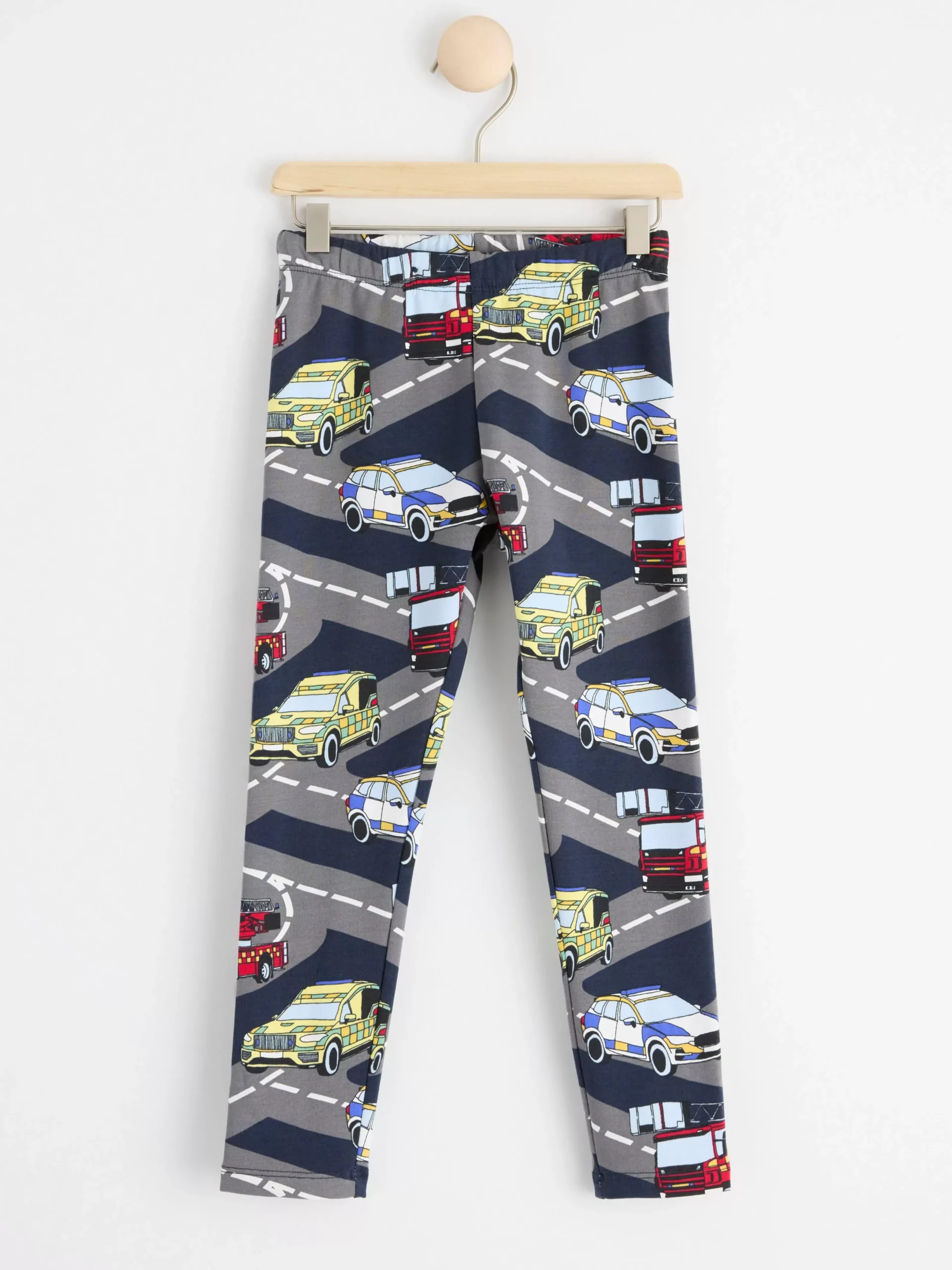 Byxor & Leggings>Lindex Leggings Med Borstad Insida Och Bilar Dark Navy