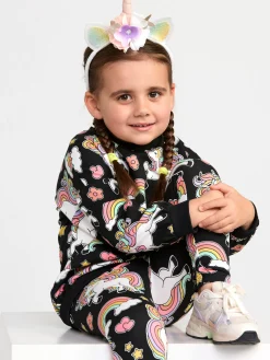 Byxor & Leggings>Lindex Leggings Med Borstad Insida Och Enhorningar Black