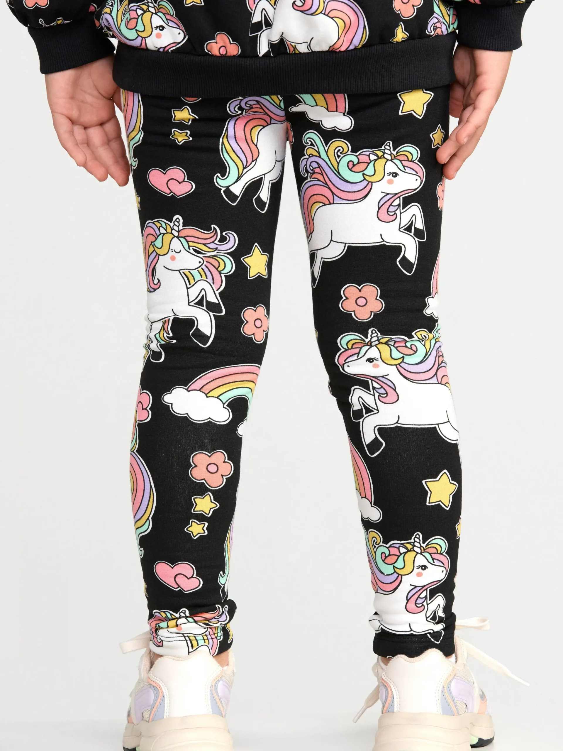 Byxor & Leggings>Lindex Leggings Med Borstad Insida Och Enhorningar Black
