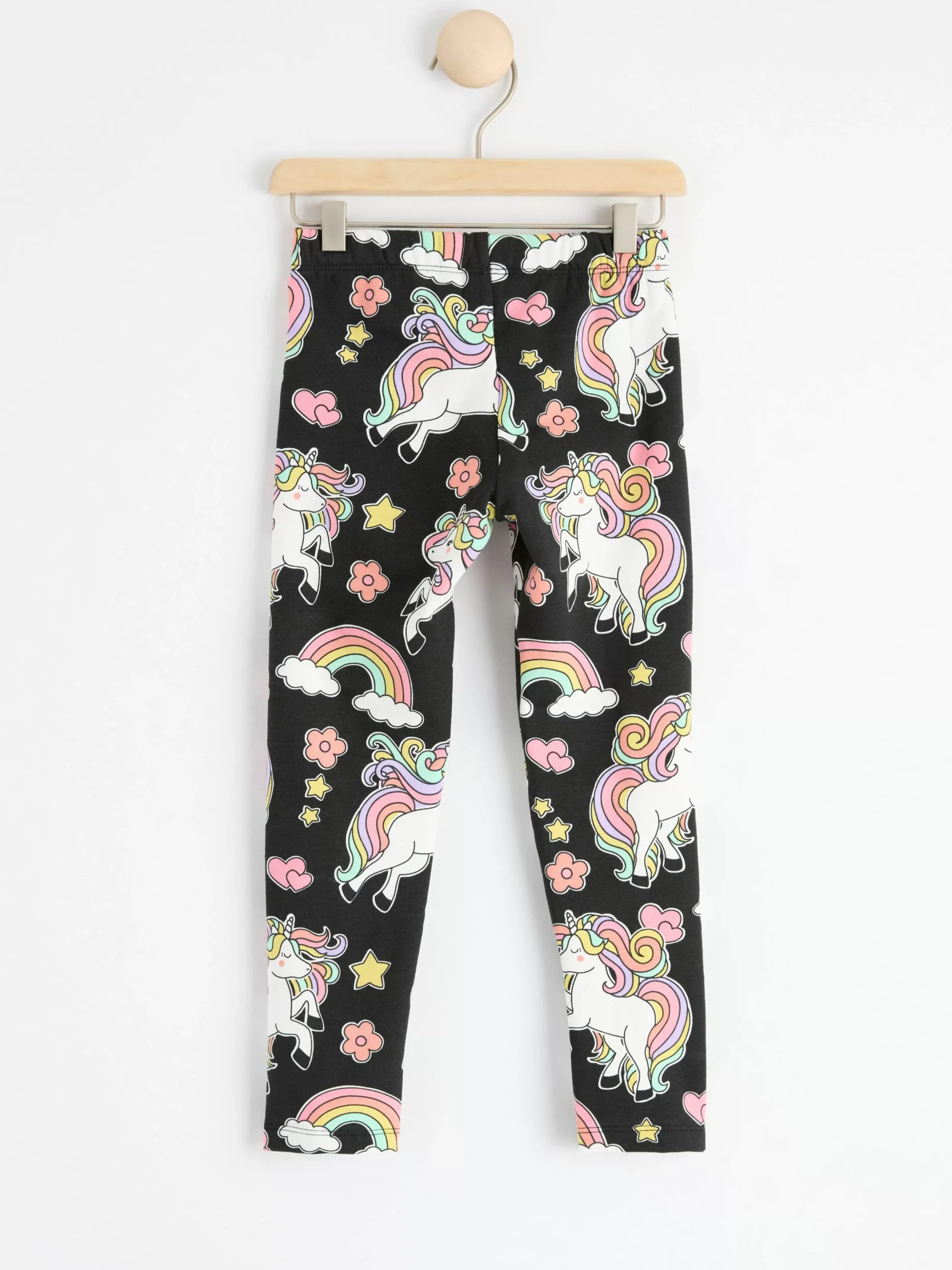 Byxor & Leggings>Lindex Leggings Med Borstad Insida Och Enhorningar Black