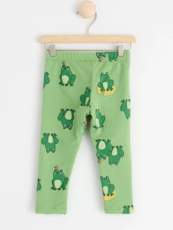Byxor & Leggings>Lindex Leggings Med Borstad Insida Och Grodor Green