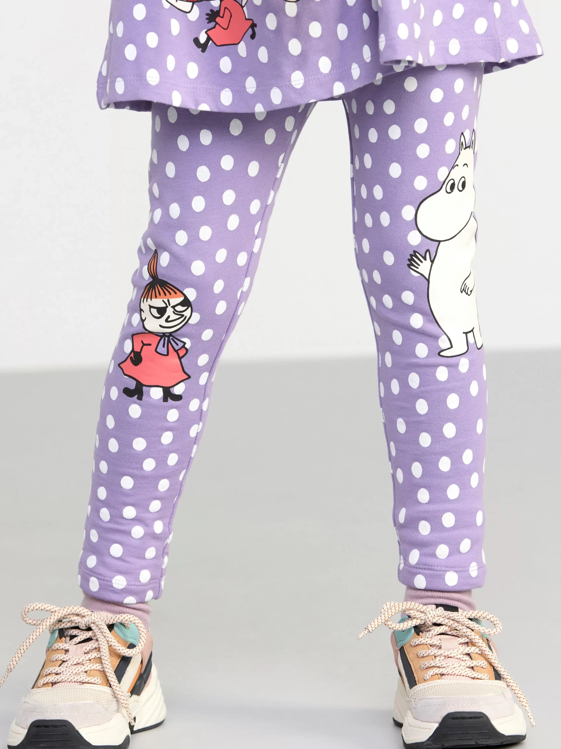 Byxor & Leggings>Lindex Leggings Med Borstad Insida Och Mumin Light Dusty Lilac