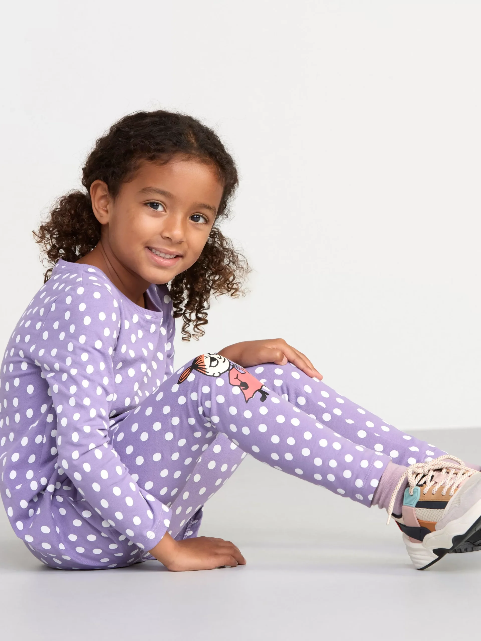 Byxor & Leggings>Lindex Leggings Med Borstad Insida Och Mumin Light Dusty Lilac
