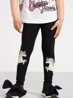 Byxor & Leggings>Lindex Leggings Med Enhorningar Black