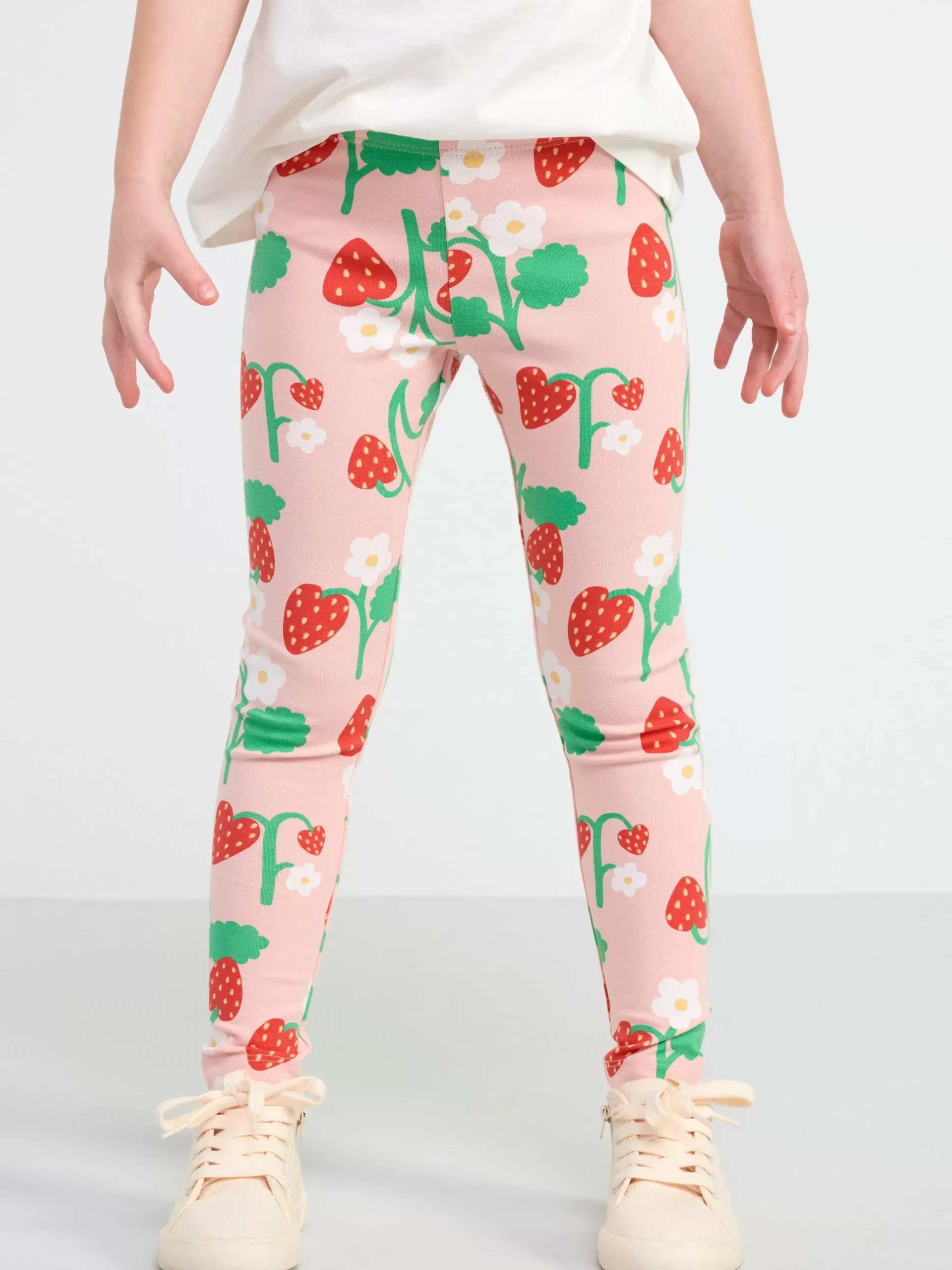 Byxor & Leggings>Lindex Leggings Med Jordgubbar Light Pink