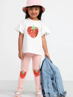 Byxor & Leggings>Lindex Leggings Med Jordgubbar Light Pink