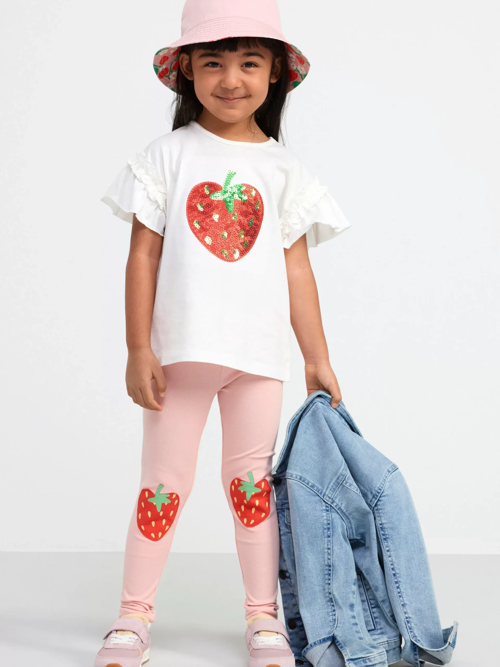 Byxor & Leggings>Lindex Leggings Med Jordgubbar Light Pink