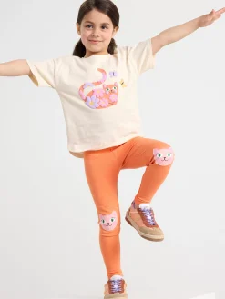 Byxor & Leggings>Lindex Leggings Med Katter Light Dusty Orange