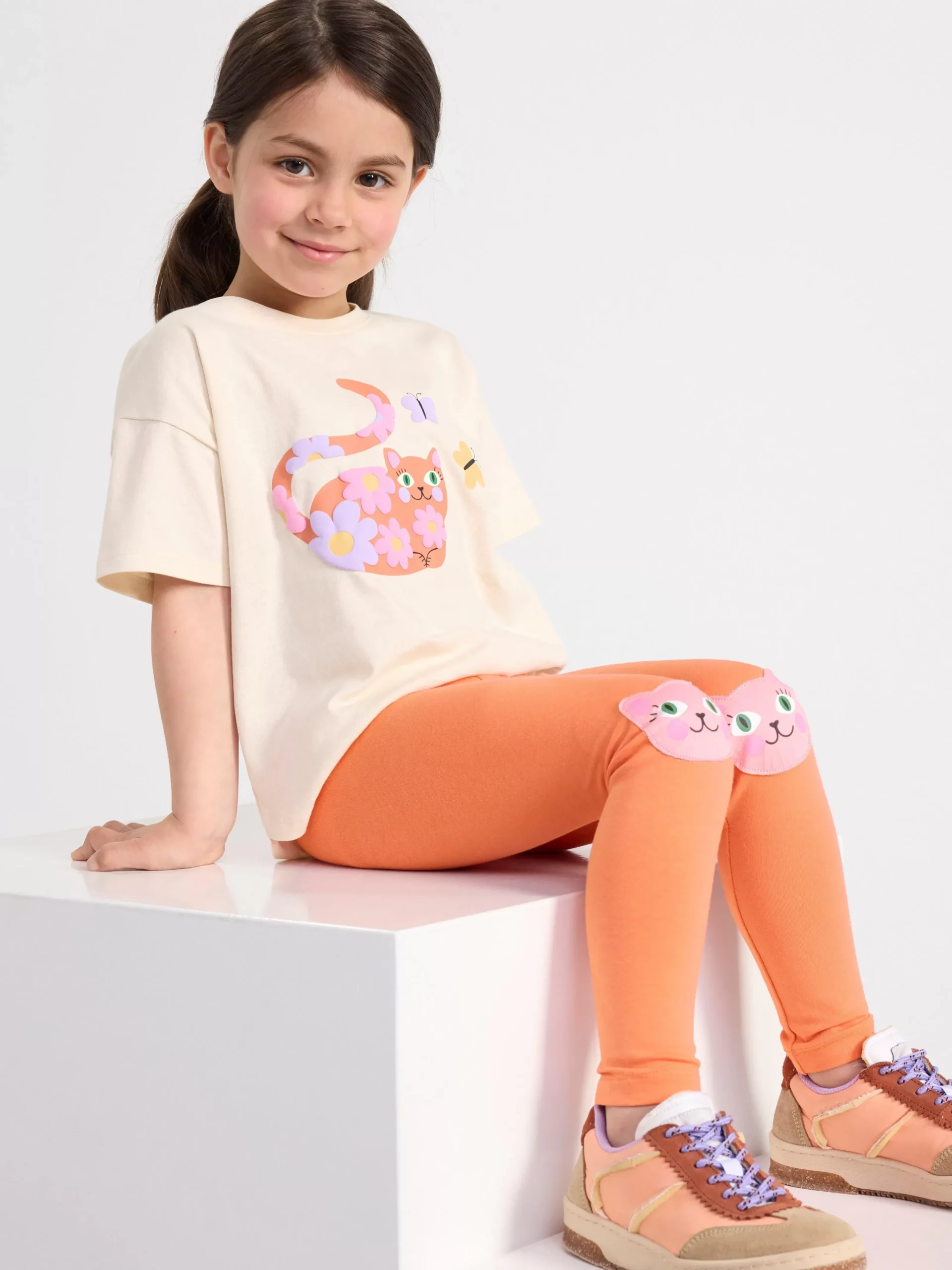 Byxor & Leggings>Lindex Leggings Med Katter Light Dusty Orange